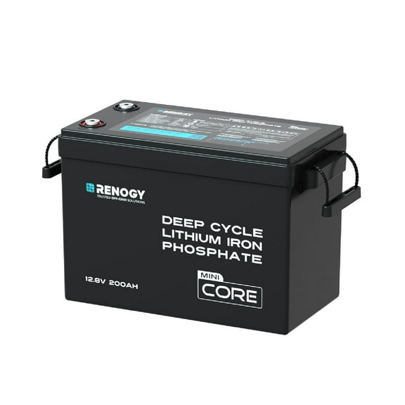Renogy 12.8V 200Ah LiFePO4 Lithium Battery, Up to 5000  Deep Cycles, 200A Upgraded BMS, 380A Peak Discharge W/Low Temp Protection, Mini Size
