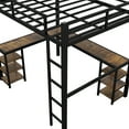 thumbnail image 2 of DreamBuck Full XL Metal Loft Bed with Desk and Shelves, Loft Bed with Ladder and Guardrails, Loft Bed Frame for Bedroom, Black, 2 of 7