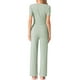 thumbnail image 3 of INSPIRAR CHIC Conjunto de Pijama de Mujer de Punto Acanalado de 2 Piezas con Top Corto de Manga Corta y Pantalones Conjuntos de Ocio Color Verde, 3 of 5