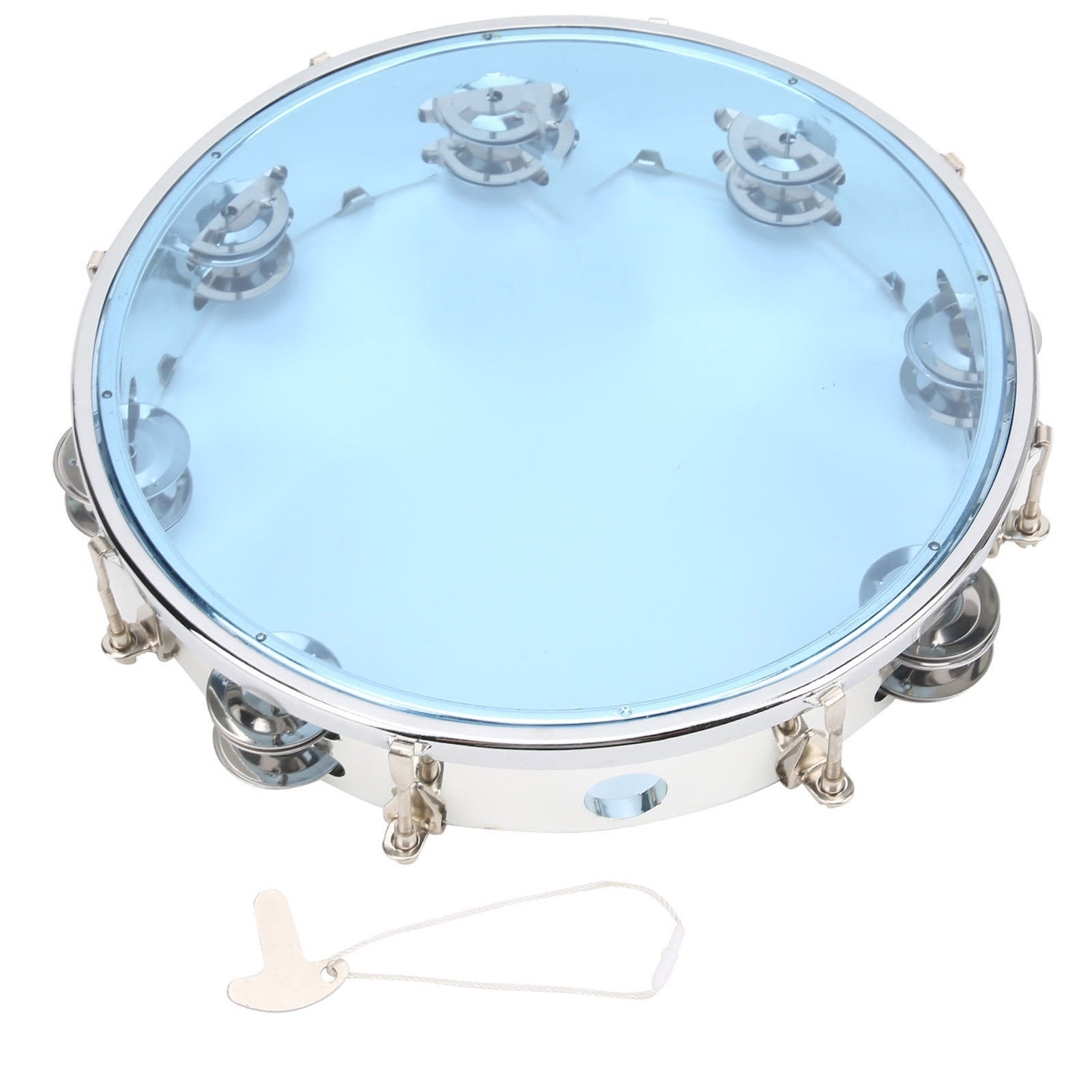 10in Hand Tambourine Percussion Instrument Adjustable Double Row Jingles with ABS & Metal for Party Performance Karaoke