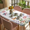 thumbnail image 3 of Pink Flowers Table Cloths for 6 Foot Rectangle Tables, Spring Floral Butterfly Elegant Pastoral Patio Waterproof Elastic Fitted Tablecloths, Washable Rectangular Table Cover for Camping, 3 of 8