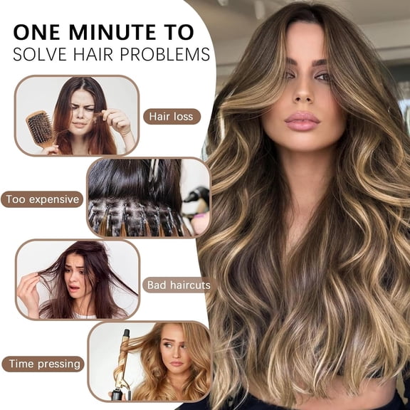 WEIF-Wavy Clip in Hair Extensions 4PCS Synthetic Hair Extensions 20 Inch Long Chocolate Brown Highlighted Caramel Blonde Hair Extension Clip ins Thick Natural & Soft for Women