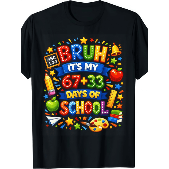 children's wear Bruh It's My 100 Days of School Math Graphic T-Shirt Colorful Back to School Apparel