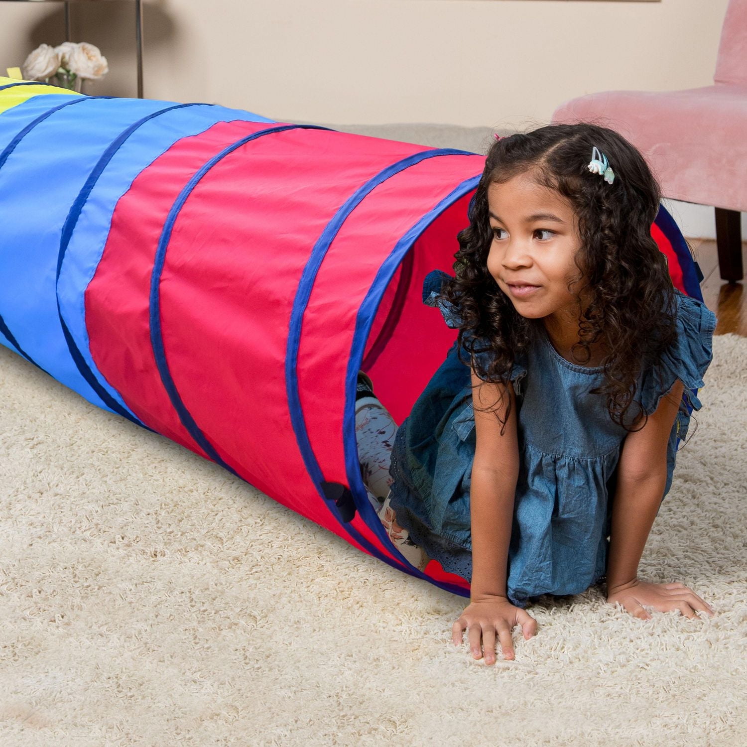 Play Day Pop Up Tunnel, Crawl Through Play Tunnel for Kids 2+, 6 Feet Long, Play Tunnel
