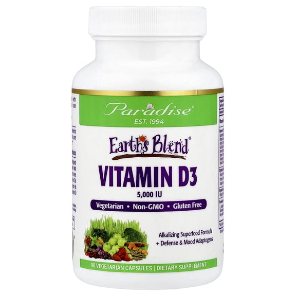 Paradise Herbs Earth's Blend®, Vitamin D3, 90 Vegetarian Capsules