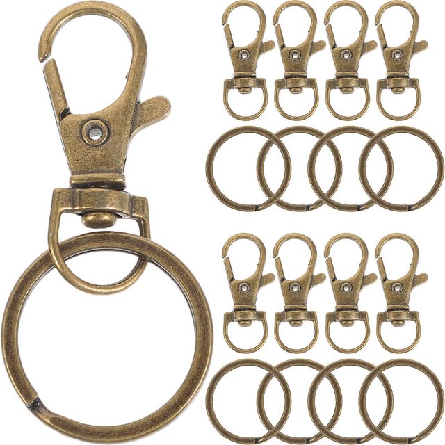 60pcs Bag Buckle Metal Key Rings DIY Keychain Accessories Zinc Alloy Keyring Buckle (Bronze)