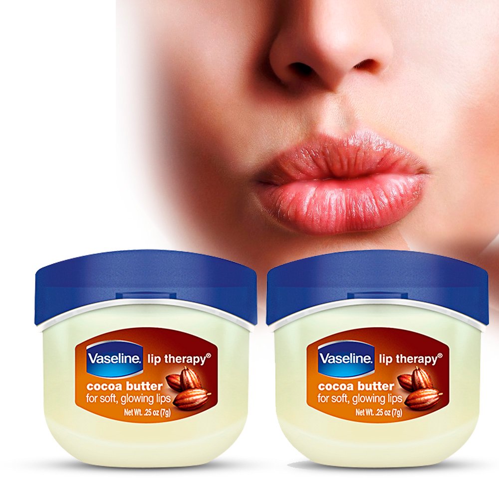 2 Vaseline Lip Therapy Balm Cocoa Butter 0.25 Oz Mini Jar Flavor