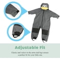thumbnail image 5 of Cuddle Club One Piece Kids Rain Suit Waterproof Jacket Toddler Overalls, Gray Penguin 12 to 18 Months, 5 of 6