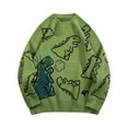 thumbnail image 3 of Toimothcn Leisure Sweater For Men Autumn Winter Oversized Cartoon Dinosaur Printed Sweaters Casual Loose Fit Versatile Round Neck Knitwear Comfy Mens Clothing, 3 of 8