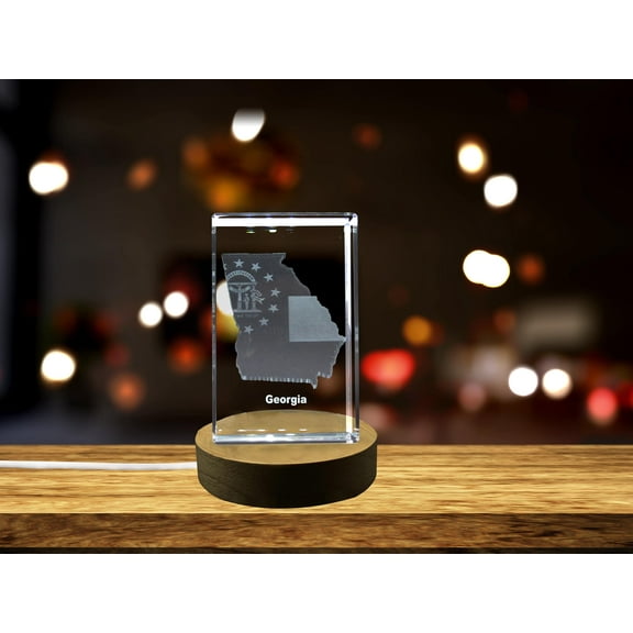 Georgia 3D Engraved Crystal 3D Engraved Crystal Keepsake/Gift/Decor/Collectible/Souvenir