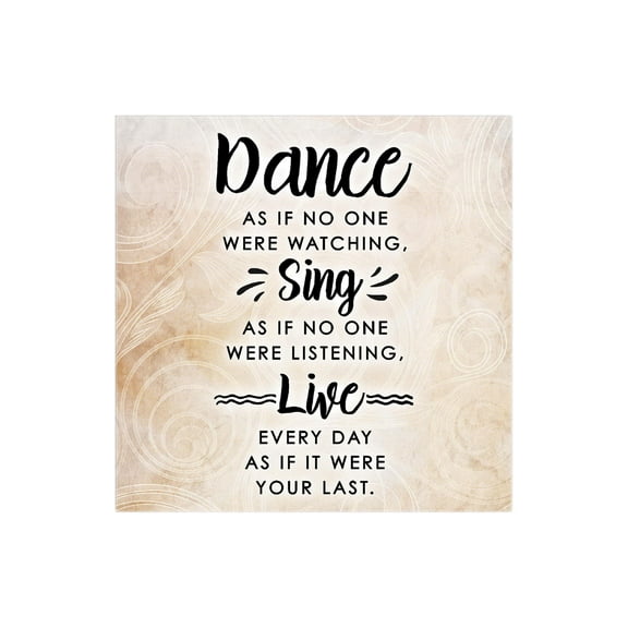 Dance Sing Live Soft Peach Swirl 12 x 12 Wood Wall Sign Plaque