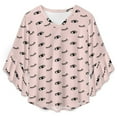 thumbnail image 4 of Eye Cartoon Eyelashes Women's V-Neck Blouse With 3/4 Ruffled Bell Sleeves Casual Top Ladies Blouses, 4 of 7