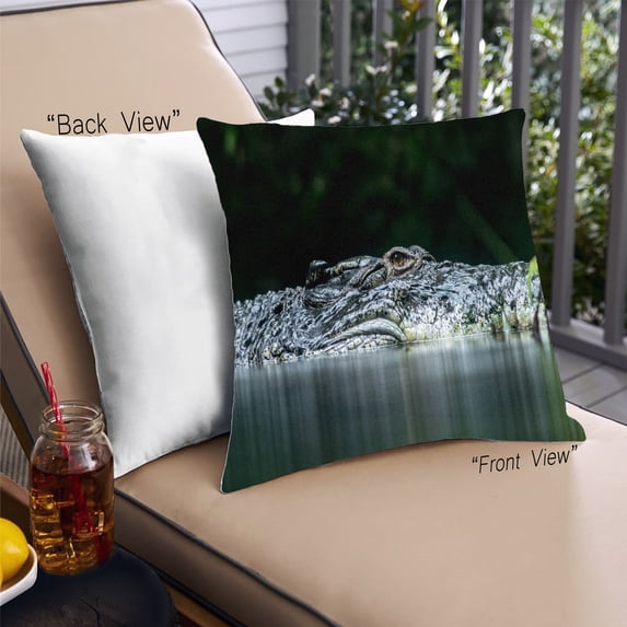 Ahgly Company Animals Crocodile Outdoor Throw Pillow, 18 inch by 18 inch