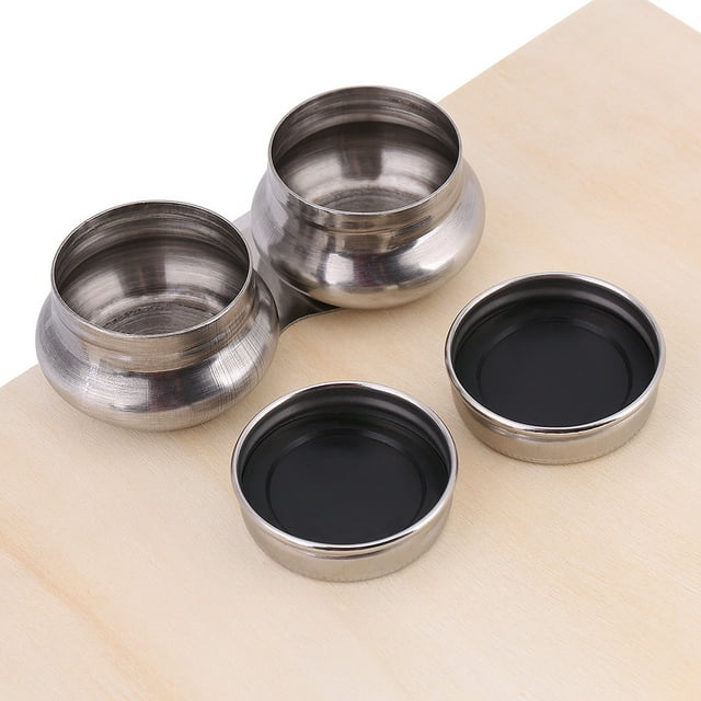 TOPINCN Grande Palette en Acier Inoxydable Double Tasse Peinture à l'Huile Melipp Récipient à Solvant avec Couvercle, Palette Tasse, Fournitures de Peinture à l'Huile