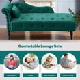 thumbnail image 3 of SYNGAR Tufted Upholstered Velvet Rolled Arm Chaise Lounges Indoor Chair, Right Arm Facing Chaise Lounge with Pillow, Nailhead Trim and Solid Wood Legs for Living Room Bedroom Office, Green, 3 of 12