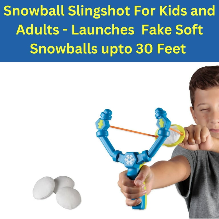 Perfect Life Ideas Indoor Snowball Fight Set - Snow Balls for Fights Indoor - Snowball Slingshot for Kids with 3 Plush Snowballs - Indoor Snowballs