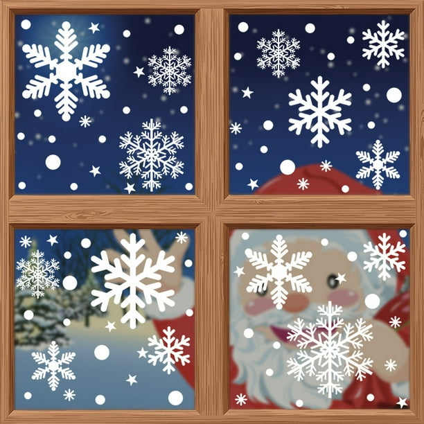 6 pegatinas de ventana de Navidad de copo de nieve extra grande para decoración de ventana de copo de nieve blanco gigante de cristal pegatinas de copo de nieve de Navidad fiesta de invierno Wonderla JAMW Sencillez