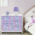 thumbnail image 2 of Sorbus Dresser with 5 Drawers - Furniture Storage Chest for Kid’s, Teens, Bedroom, Nursery, Playroom, Clothes, Toys - Steel Frame, Wood Top, Tie-dye Fabric Bins (Blue/Pink/Purple), 2 of 3