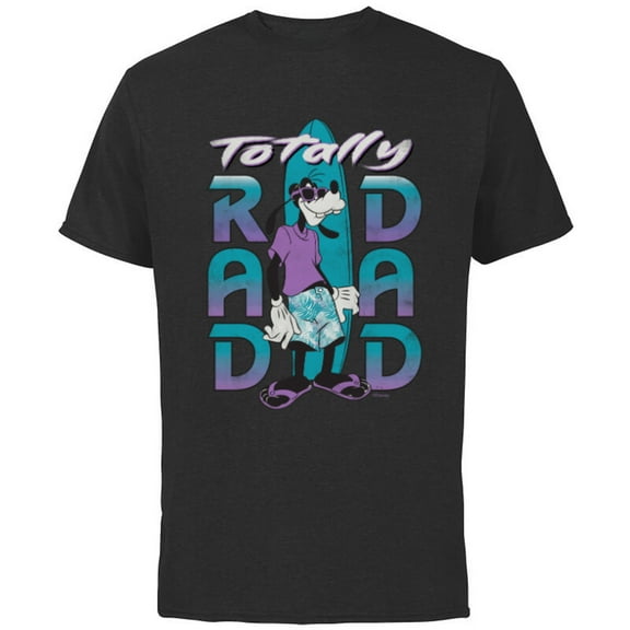 Disney Goofy Totally Rad Dad Father’s Day Surfing Distressed - Short Sleeve Cotton T-Shirt for Adults - Customized-Black