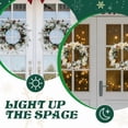 thumbnail image 4 of imerelez 2 Pack 18in Pre-Lit Snow Flocked Christmas Wreath - 60 Warm White LED Lights with 8 Modes, 140 PVC Tips with Red Berries & Pine Cones for Front Door & Wall Decor, 4 of 8