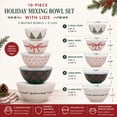 thumbnail image 3 of Just Feed Me by Jessie James Decker 10-Piece Holiday Melamine Mixing Bowl Set with Lids, Nesting Food Prep & Storage Bowls, Multicolor, 3 of 29