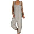 thumbnail image 2 of Lilgiuy Women's Solid Color Large Size Literary Straps Casual Trousers Jumpsuit Fall Dresses for 2022 Spring Winter, 2 of 4