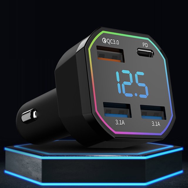 Cargador De Coche Teléfono De Coche Con 4 Puertos Que Carga Pd Qc3.0 3.1A Usb Tipo C Para Iphone (Pd+Qc3.0+3.1A)