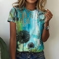 thumbnail image 1 of Hauts d'Été Grande Taille pour Femmes Décontracté Ample Imprimé Floral Col Rond Manches Courtes T-Shirt Col en V pour Femmes en Solde, 1 of 8