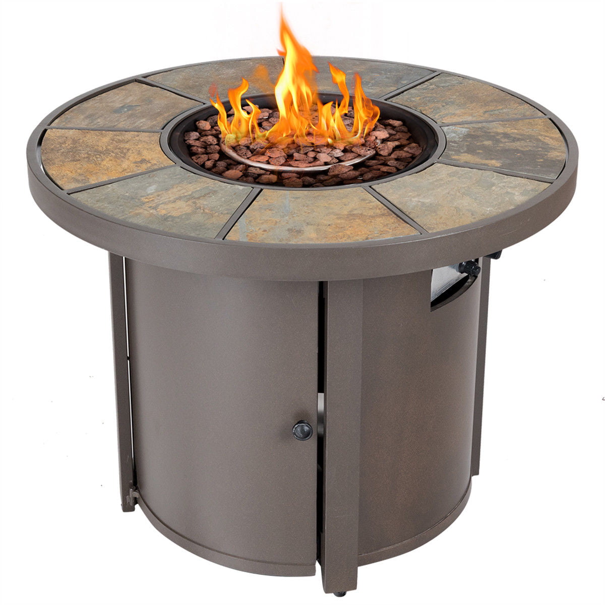 Costway 32'' Round Outdoor Propane Gas Fire Pit Table 30,000 BTUs Patio