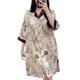 thumbnail image 5 of Camisón con estampado de mariposa para mujer, ropa de dormir cómoda, suelta, estilo lavado de tinta, vestido de noche de seda satinada Floral, 5 of 5