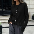 thumbnail image 2 of Liuinsasek Knit Cardigan for Women Solid Color Long-Sleeve Crew-Neck Button-Up Ruffled Knit Cardigan Casual Cute Sweaters Fall Winter Outfits, 2 of 7