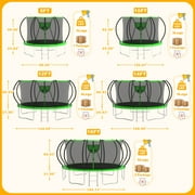 XMIKA Trampoline for Kids and Adults, 8 FT 10FT 12FT 16FT 14FT Trampolines Outdoor with Enclosure Net, Basketball Hoop, Ladder, Light, Sprinkler, Backyard Recreational Trampoline, Curved Design