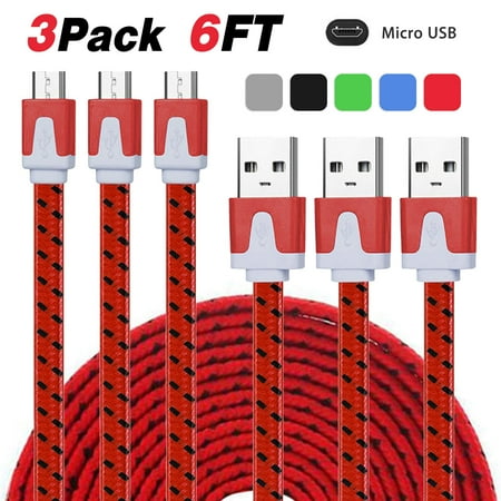 - EEEKit 3 Packs 6Ft Nylon Braided Micro USB Charging Sync Data Cable Charger Cord for Samsung Galaxy Note 5/4/3/S7/S7 Edge/S6/S6 Edge/S6 Edge Plus Android Phones