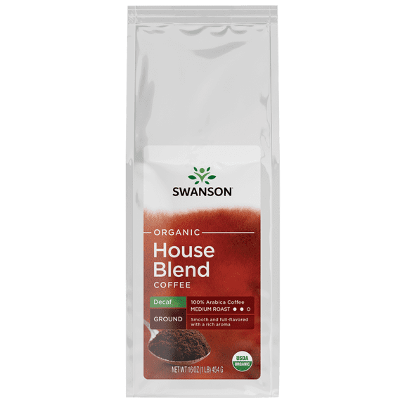 Swanson Organic House Blend Decaf Ground Coffee - Medium Roast 16 oz Package
