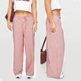 thumbnail image 3 of ClodeEU Women's High Waist Wide Leg Y2K Striped Pants with Drawstring, Long Trousers with Pocket Red,Womens Plus L, 3 of 6