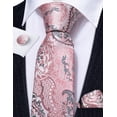 thumbnail image 4 of Conjunto de corbata Barry.Wang de seda con estampado floral rosa, 4 of 7