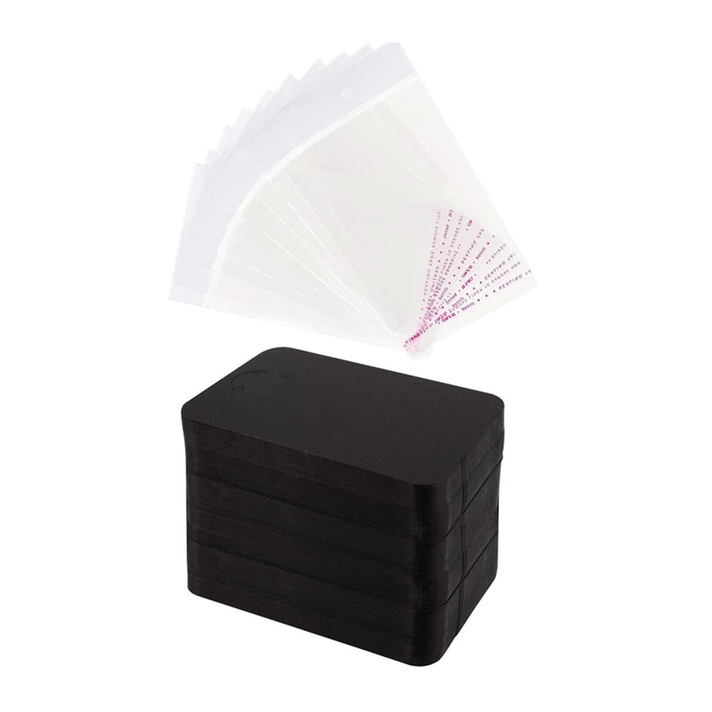 100 Pcs Keychain Display Cards Keychain Cardboard with Clear Self Sealing Bags Keychain Holder