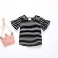 thumbnail image 2 of WAYUTE Girls Shirts Striped Ruffle Trumpet Sleeve Tee Round Neck Blouse Top for Toddler Kids Loose Cute Casual Outdoor, 2 of 6