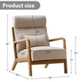 thumbnail image 5 of Bestier Accent Chairs for Living Room, Mid-Century Modern Arm Chair with High Back and Waist Cushion, Upholstered Reading Armchair with Solid Wood Frame, Beige, 5 of 9
