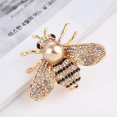 thumbnail image 2 of Honey Bee Brooches Crystal Insect Themed Bee Brooch Animal Fashion Shell Pearl Brooch Pin Gold Tone, 2 of 7
