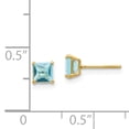 thumbnail image 3 of 14k Yellow Gold Blue Topaz 4mm Square Earrings Stud Gemstone, 3 of 7