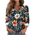 thumbnail image 3 of TaTaai Women's Floral Print Blouse Long Sleeve Button Down Shirt Soft Cotton Relaxed Fit Lapel Collar Tunic Top for Casual Outfit Gift, 3 of 6