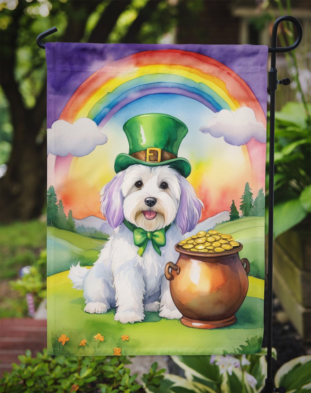 Coton de Tulear St Patrick's Day Garden Flag 11.25 in x 15.5 in