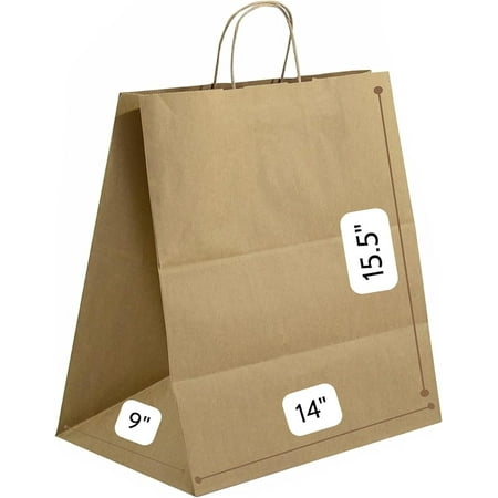 Jet Paper Bags 100 PCS 14 x 9 x 15.5 H Brown Virgin Kraft Paper Shopping Bags -EDEN Jet Paper Bags 100 PCS 14 x 9 x 15.5 H Brown Virgin Kraft Paper Shopping Bags -EDEN