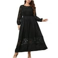 thumbnail image 2 of LSLJS Robe à Manches Longues en Dentelle Couleur Unie Printemps/été pour Femmes, Robe Grande Taille, 2 of 4