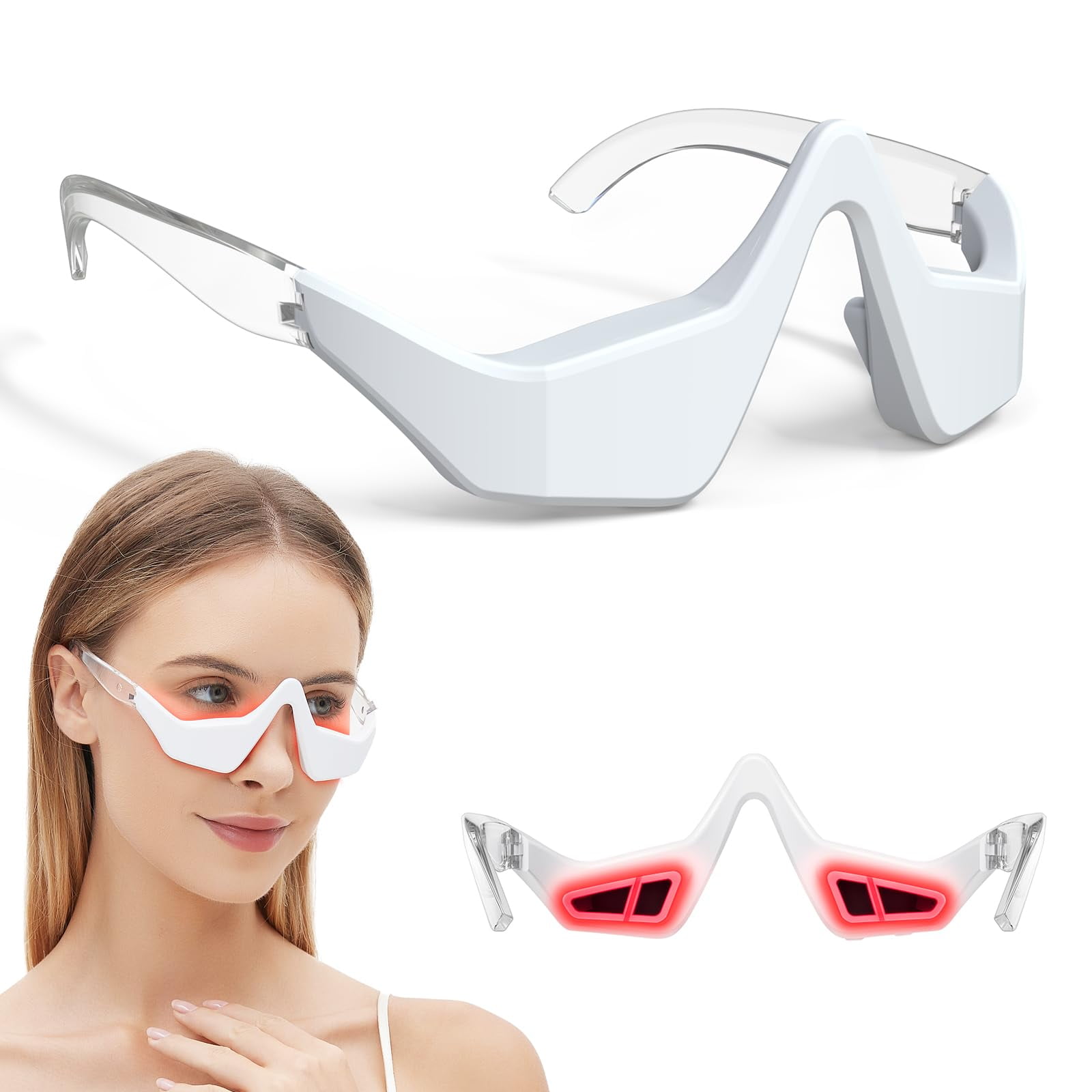 Anglink Red Light Wrinkle Therapy Glasses,Eye Massager,Microcurrent Facial Device,Used for Removing Eye Wrinkles, Relieving Eye Fatigue and Removing Dark Circles.LED Eye Perfector.