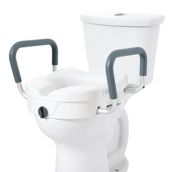 VEVOR 5" Raised Toilet Seat with Safety Rails - 350 lbs Capacity for Round and Elongated Toilets