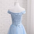 thumbnail image 3 of Long Blue Bridesmaid Sisters Dress One-shoulder Evening Dress, 3 of 6