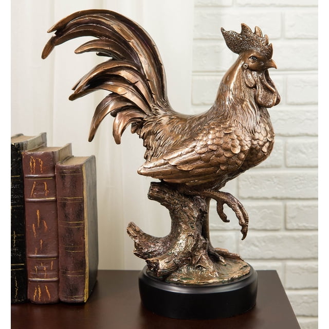 Decorative Large Rustic Country Farm Rooster Chicken Bronze Electroplated Statue