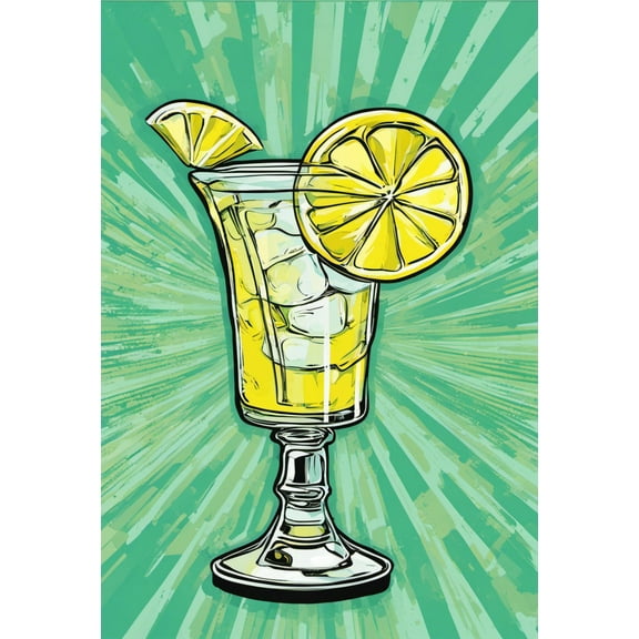 Refreshing Glass of Lemonade Illustration - 12" x 18" Art Print Wall Decor